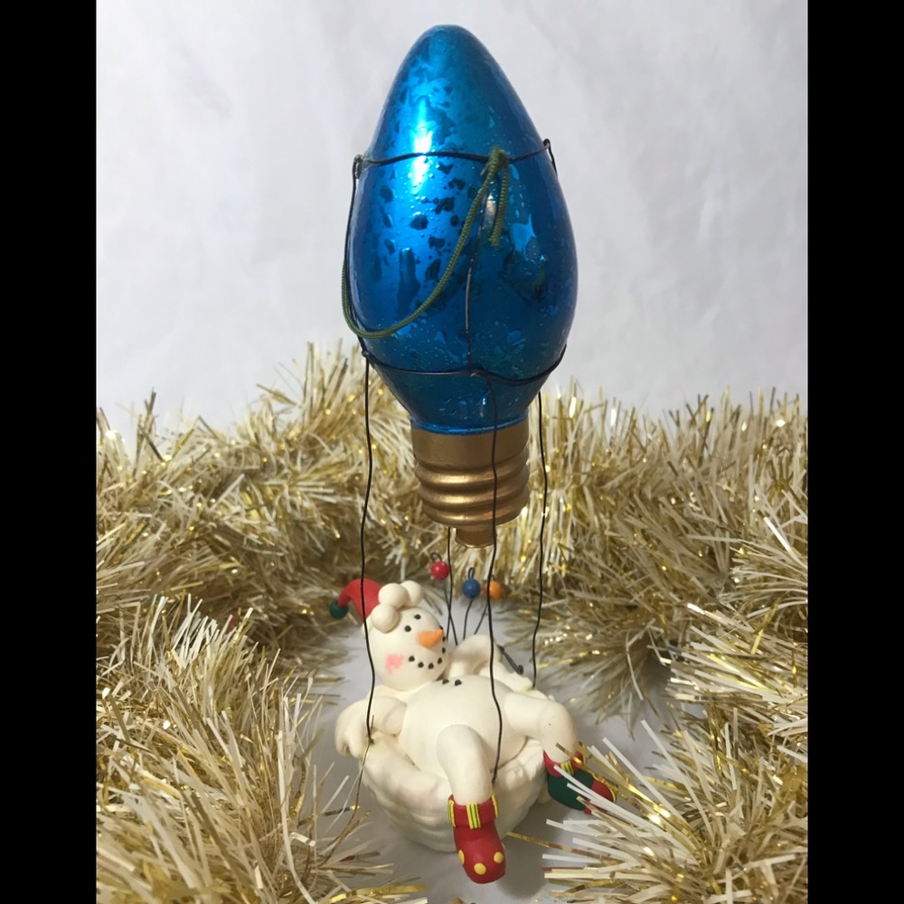 Floating Snowman ⛄️ Lightbulb Air Balloon Ornament